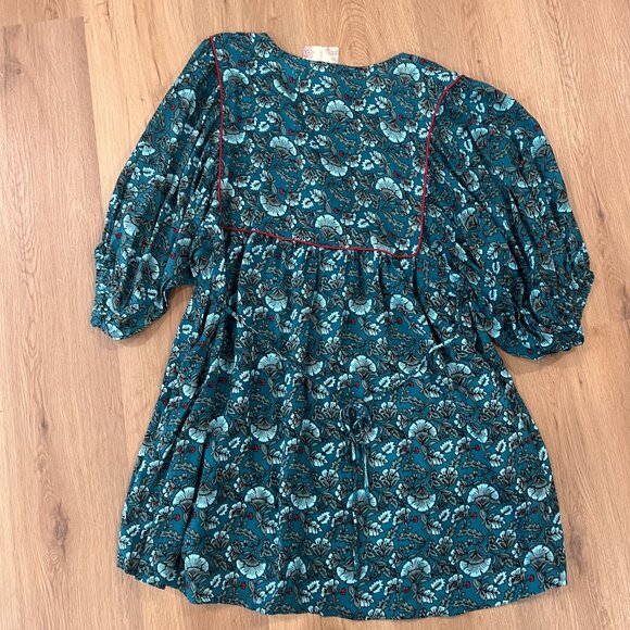 NWT Band of the Free 3/4 Sleeve Green Teal Mini Dress Size Medium - Picture 6 of 7